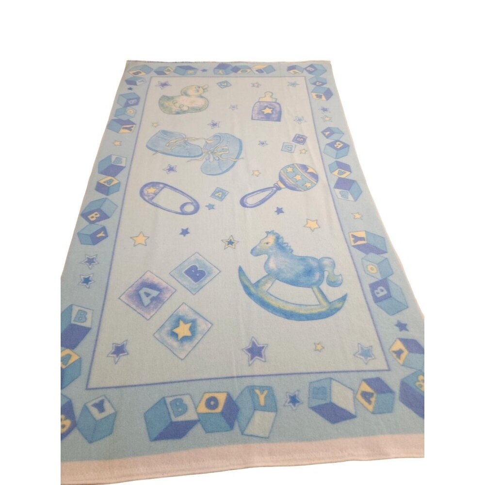 Baby Boy Blue Fleece Fabric Panel Soft Plush Nursery Design 36x60 Inches